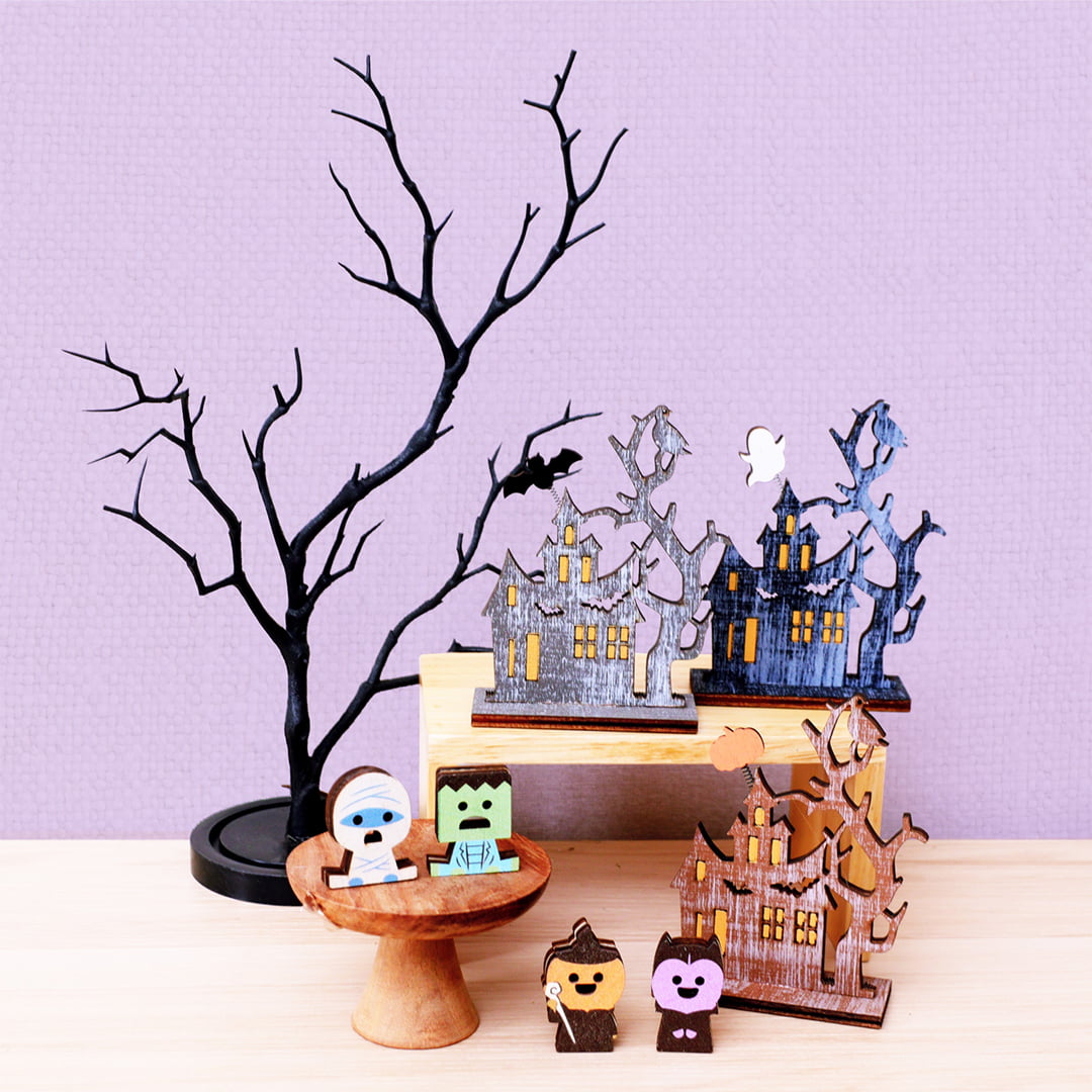 ウッドハロウィンハウススタンド / モンスターズウッドミニオブジェ2P / ブランチツリー