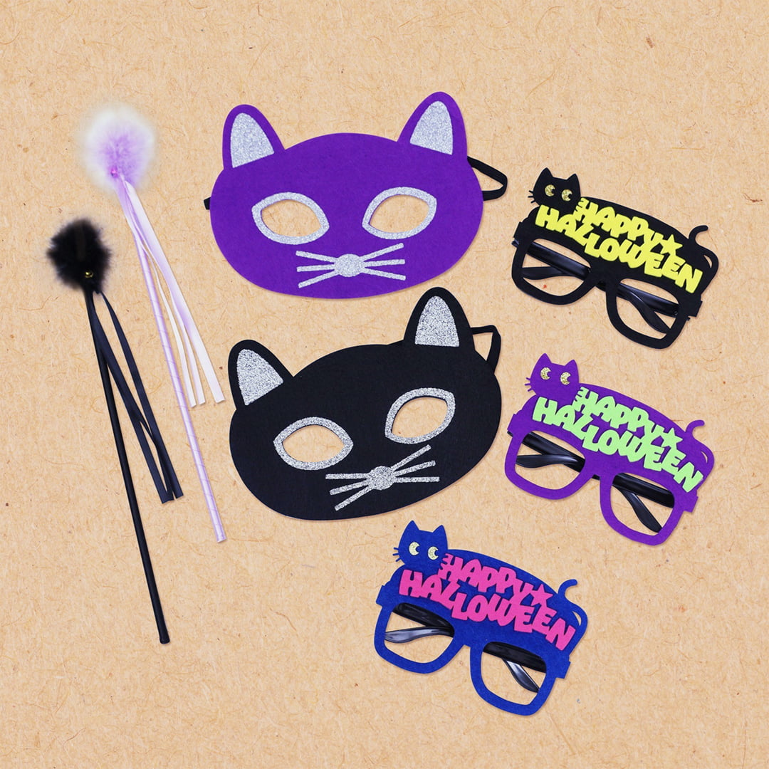 ハロウィンフェザーエレガントスティック / キャットアイマスク / フェルトサングラスハロウィン